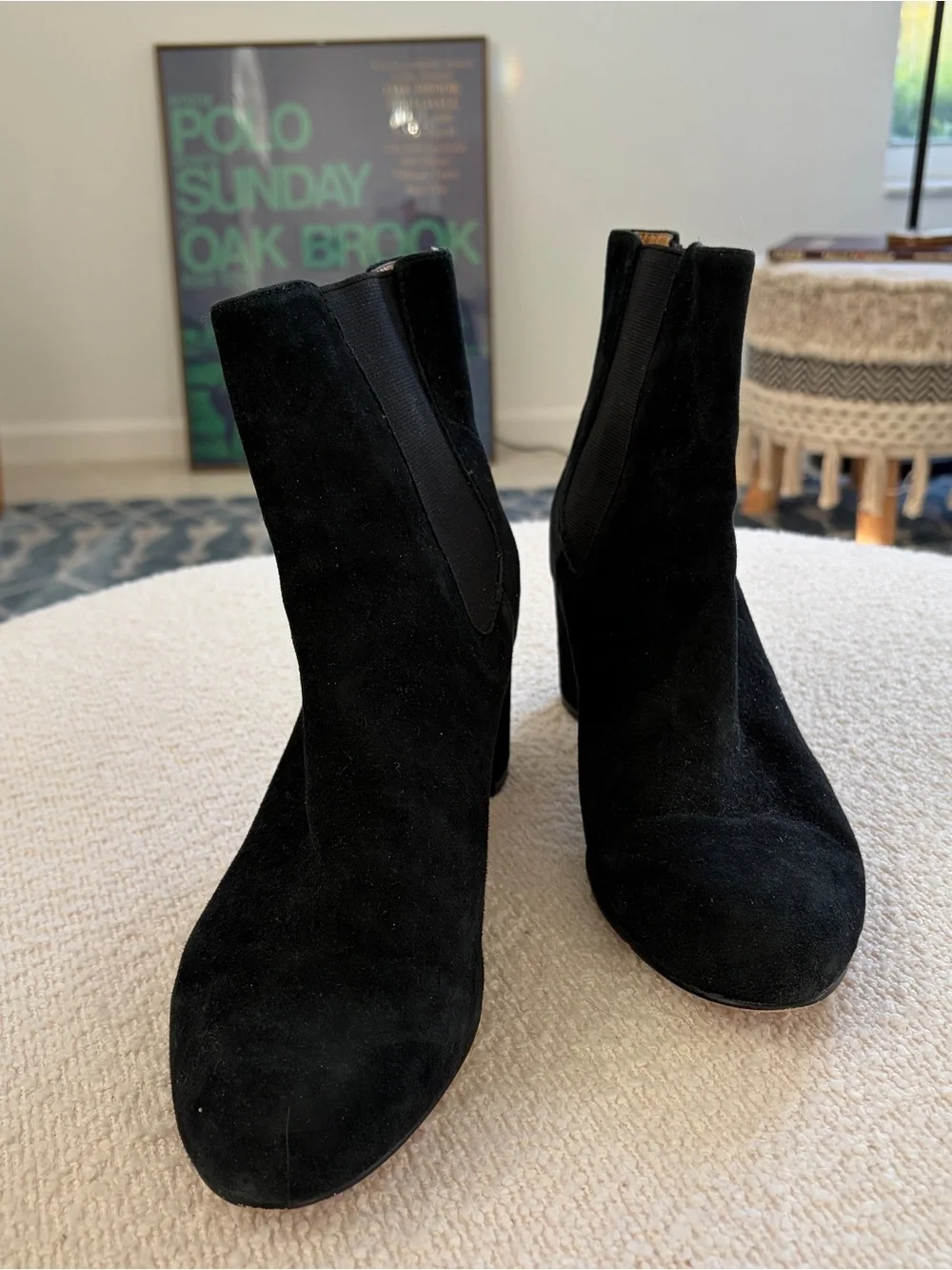 J. Crew Black Suede Ankle Booties with Block Heel